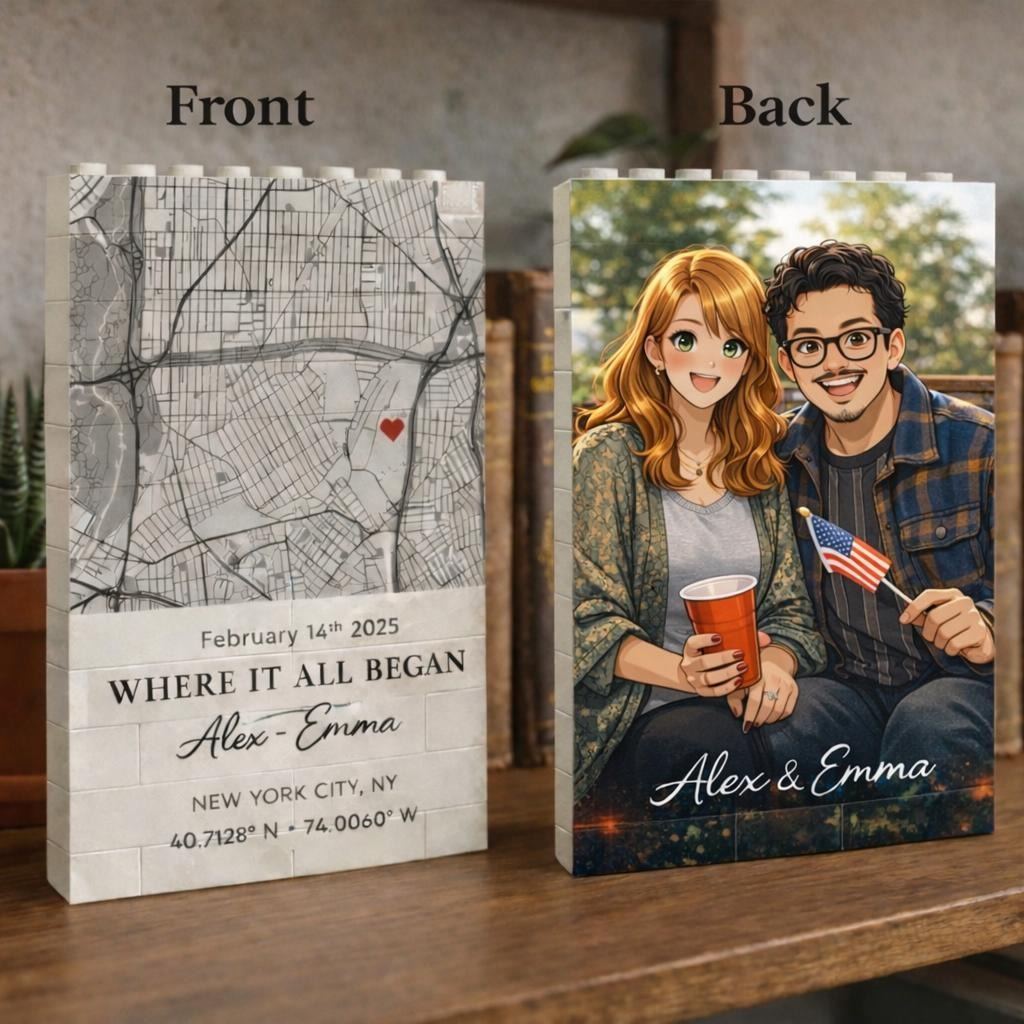 Moldura De Quebra-cabeça De Tijolos Com Foto Personalizada - Construa Seu Amor, Um Presente De Natal Para Casal Romântico - CustWitPT