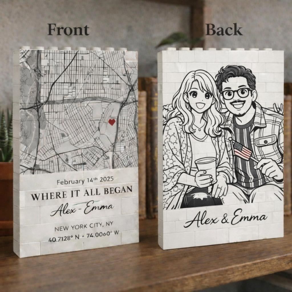 Moldura De Quebra-cabeça De Tijolos Com Foto Personalizada - Construa Seu Amor, Um Presente De Natal Para Casal Romântico - CustWitPT