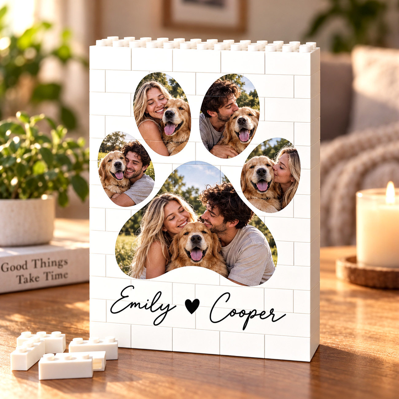 Moldura De Quebra-cabeça De Tijolos Com Foto Personalizada - Construa Seu Amor, Um Presente De Natal Para Casal Romântico - CustWitPT