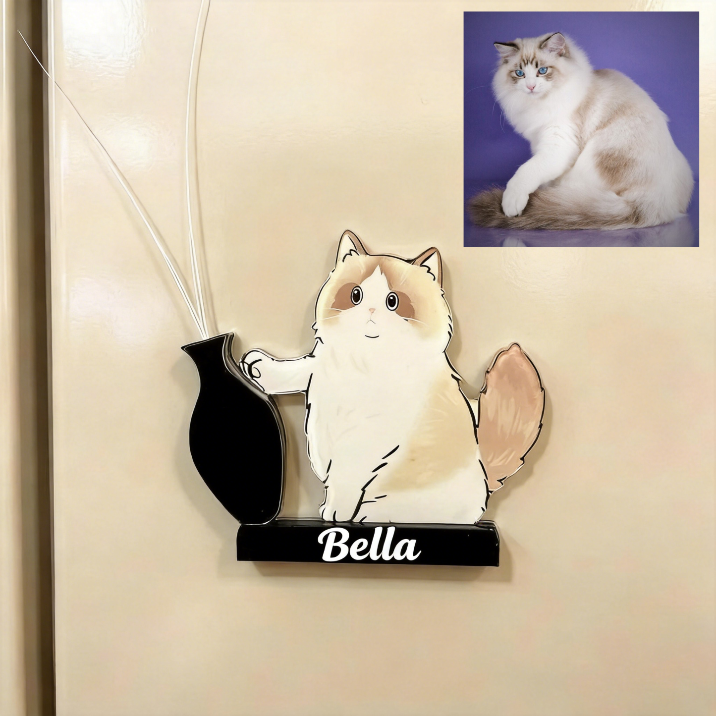 Coletor De Bigode De Gato Feito à Mão – Suporte Magnético Acrílico Para Geladeira | Mini Lembrança, Lembrança Para Animais De Estimação, Presente Para Amantes De Gatos - CustWitPT