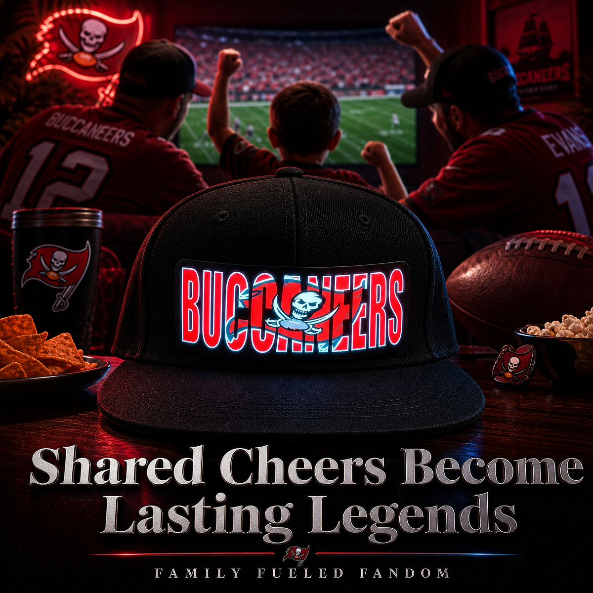 Football Fan LED Light-Up Snapback Cap
