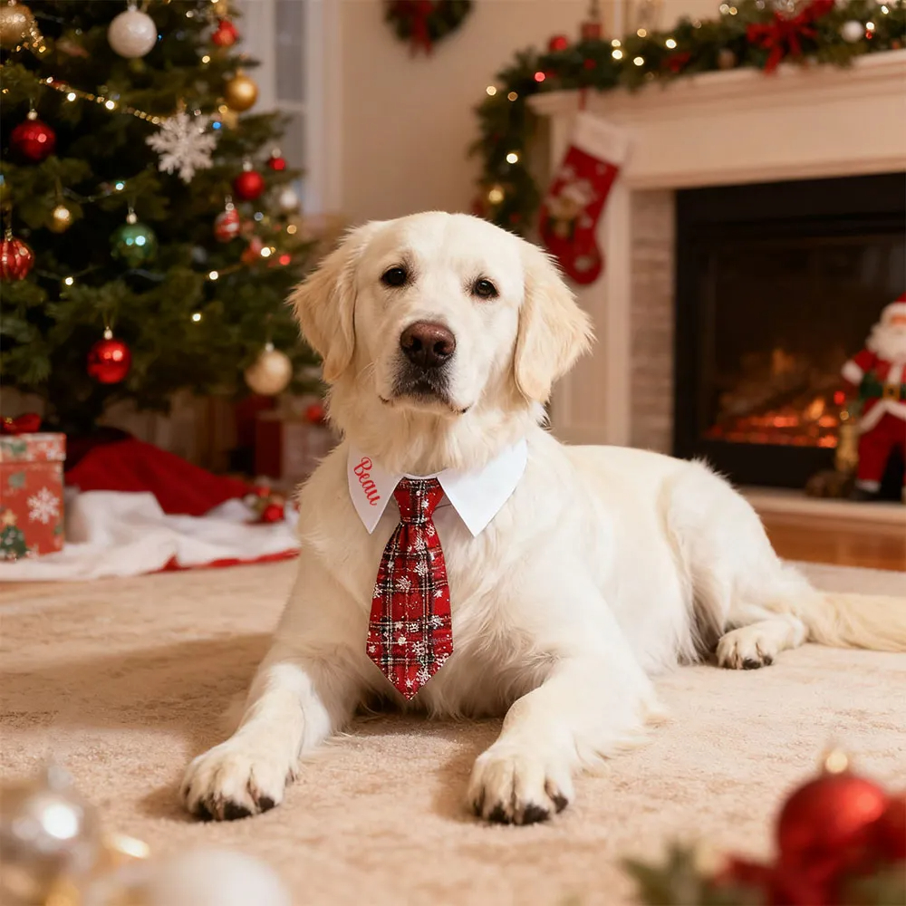 Gravata De Natal Personalizada Com Nome Para Animais De Estimação, Um Presente Perfeito Para Quem Ama Pets.