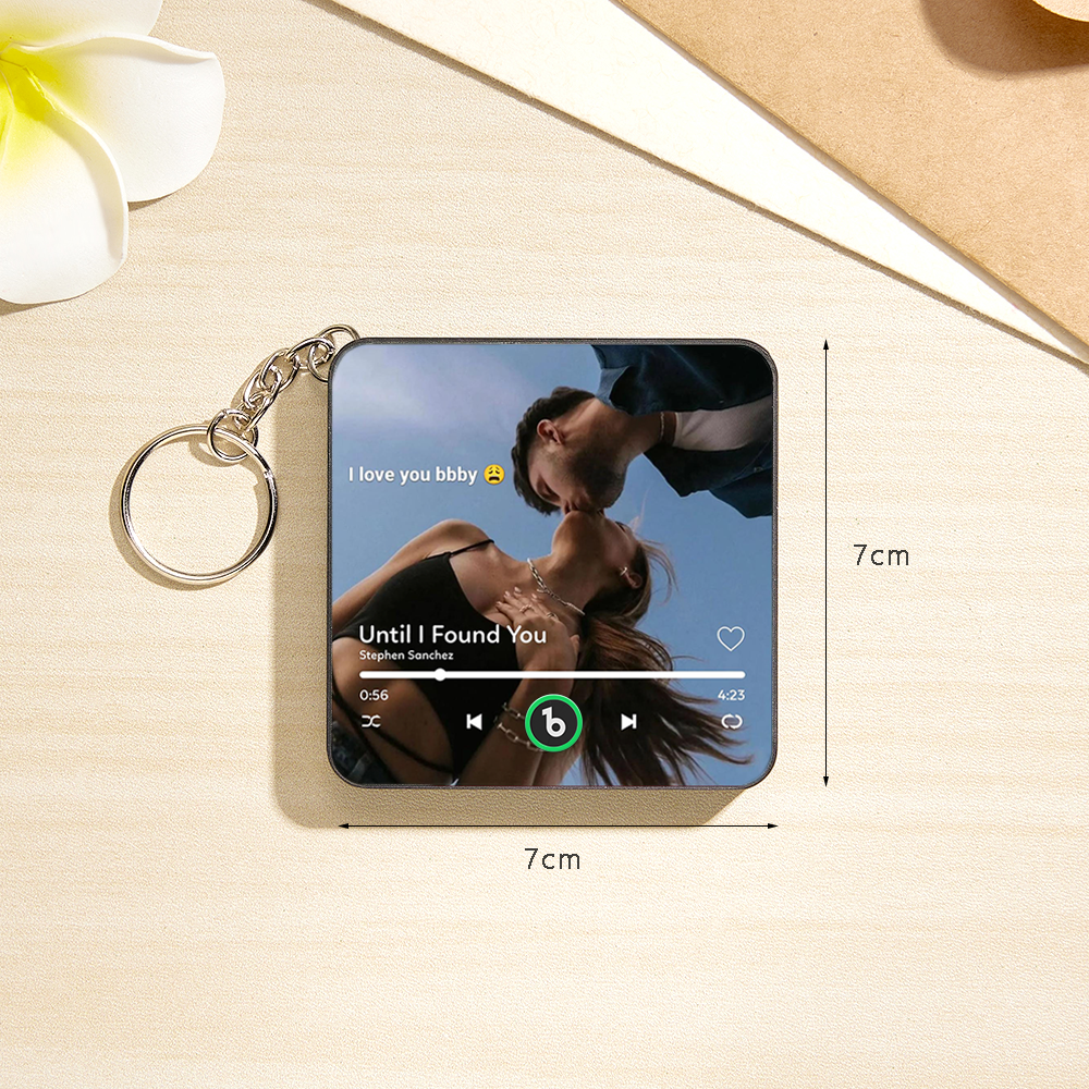 Custom Music Gift Mini Fridge Magnet Keychain Custom Photo Music Box Play Song Valentine Gift For Her Photo Music Magnet Keychain Anniversary Gifts for Couple - CustWitUK