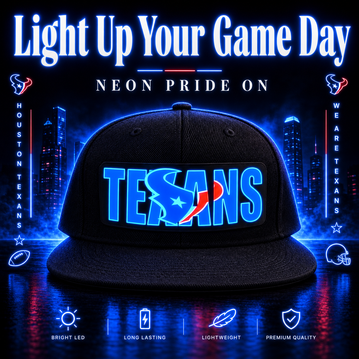 Football Fan LED Light-Up Snapback Cap