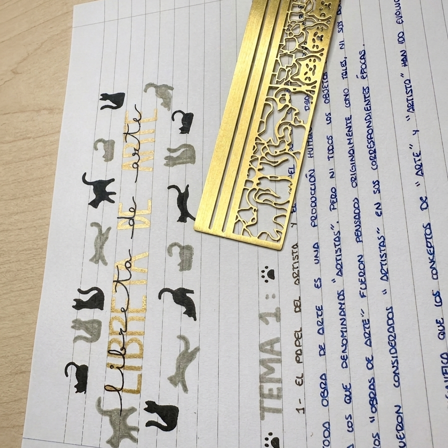 3-in-1 Cat Bookmark Ruler – Metal Cat Drawing Stencil & Reading Bookmark