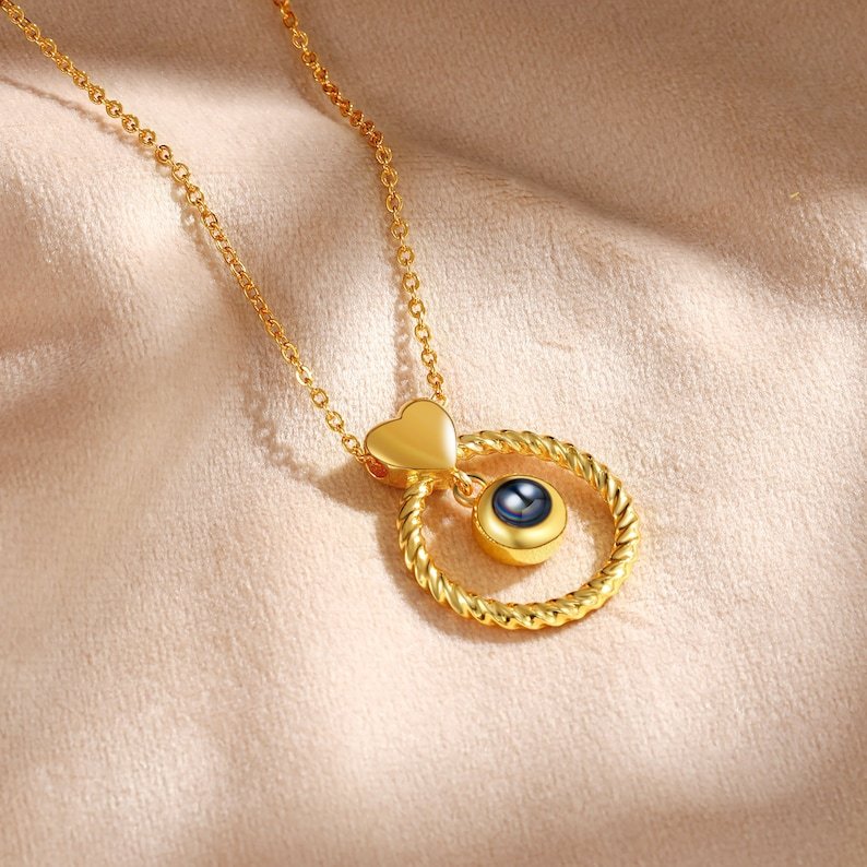 Colar Com Projeção De Fotos Personalizada, Joia Memorial Com Foto De Família Ou Animal De Estimação, Presente De Casamento, Aniversário Ou Formatura Para Ela. - CustWitPT