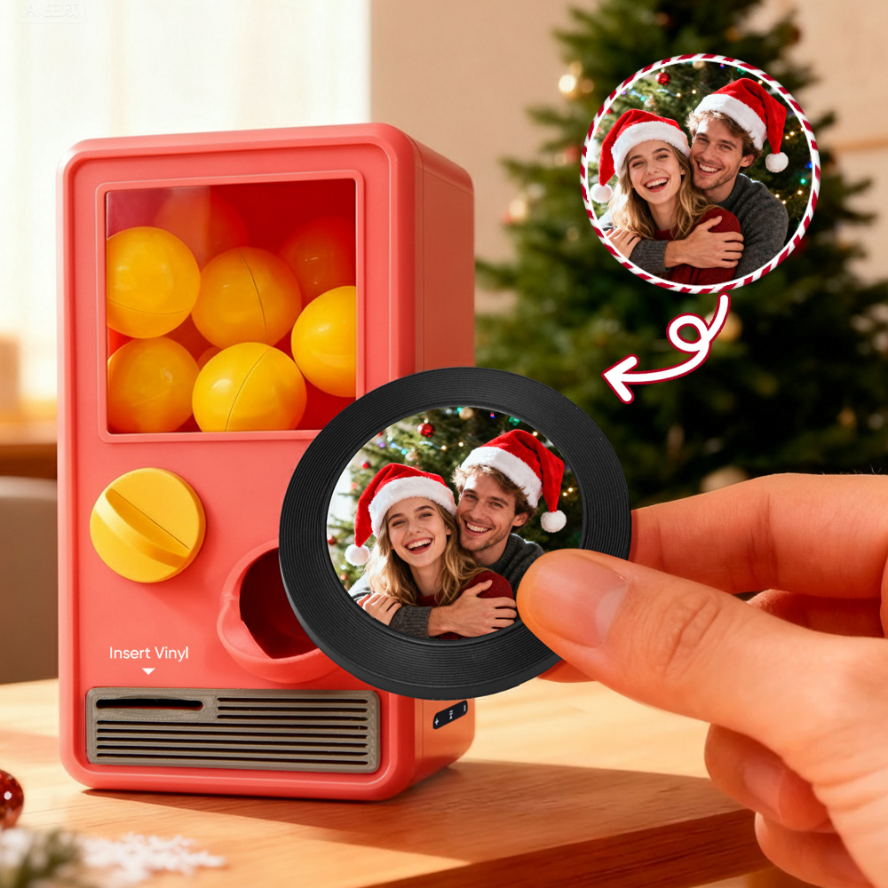 (Pre-Sale, Ships on 25/10) Personalized Music and Photo Music Gachapon Machine Custom Song Mini Record Box Retro Christmas Gifts for Her