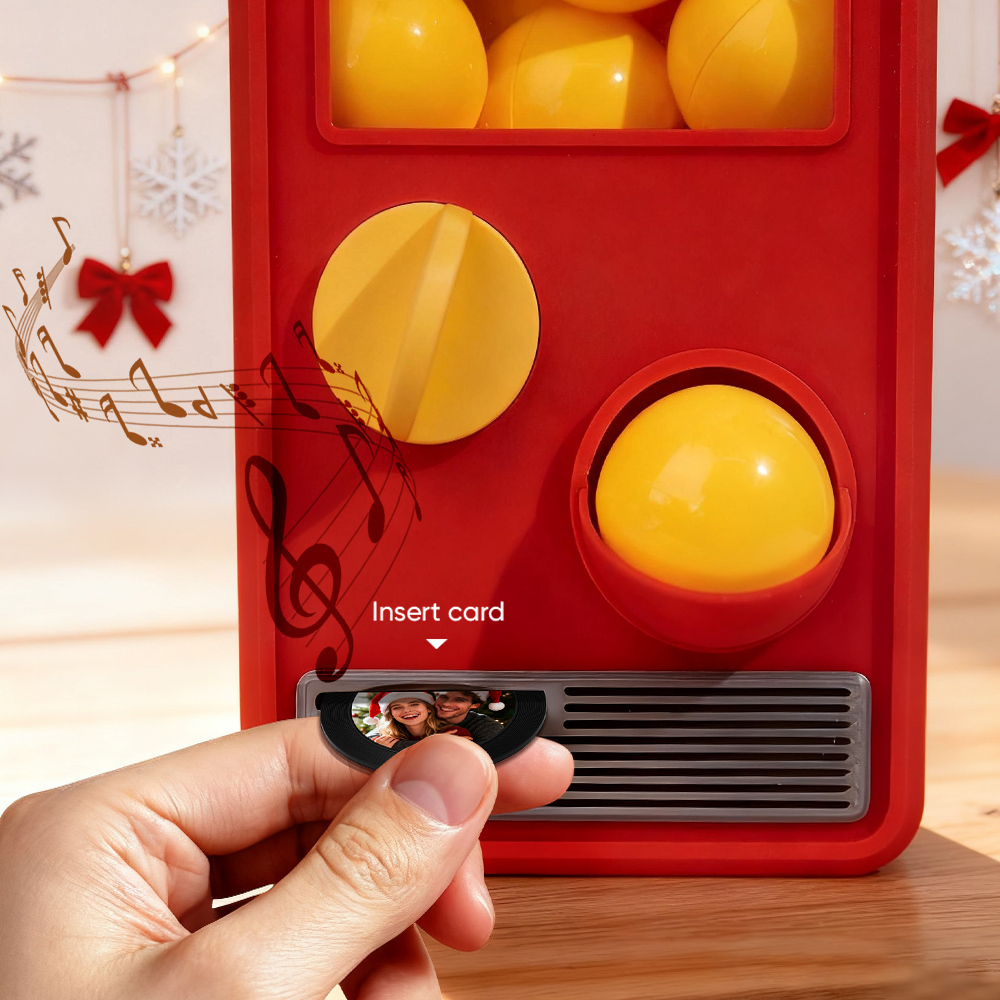 (Pre-Sale, Ships on 25/10) Personalized Music and Photo Music Gachapon Machine Custom Song Mini Record Box Retro Christmas Gifts for Her