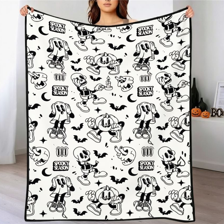 Cobertor De Arte Criativa DIY, Estilo Assustador, Cobertor De Arte Colorfast Lavável Personalizável Para Crianças E Adultos
