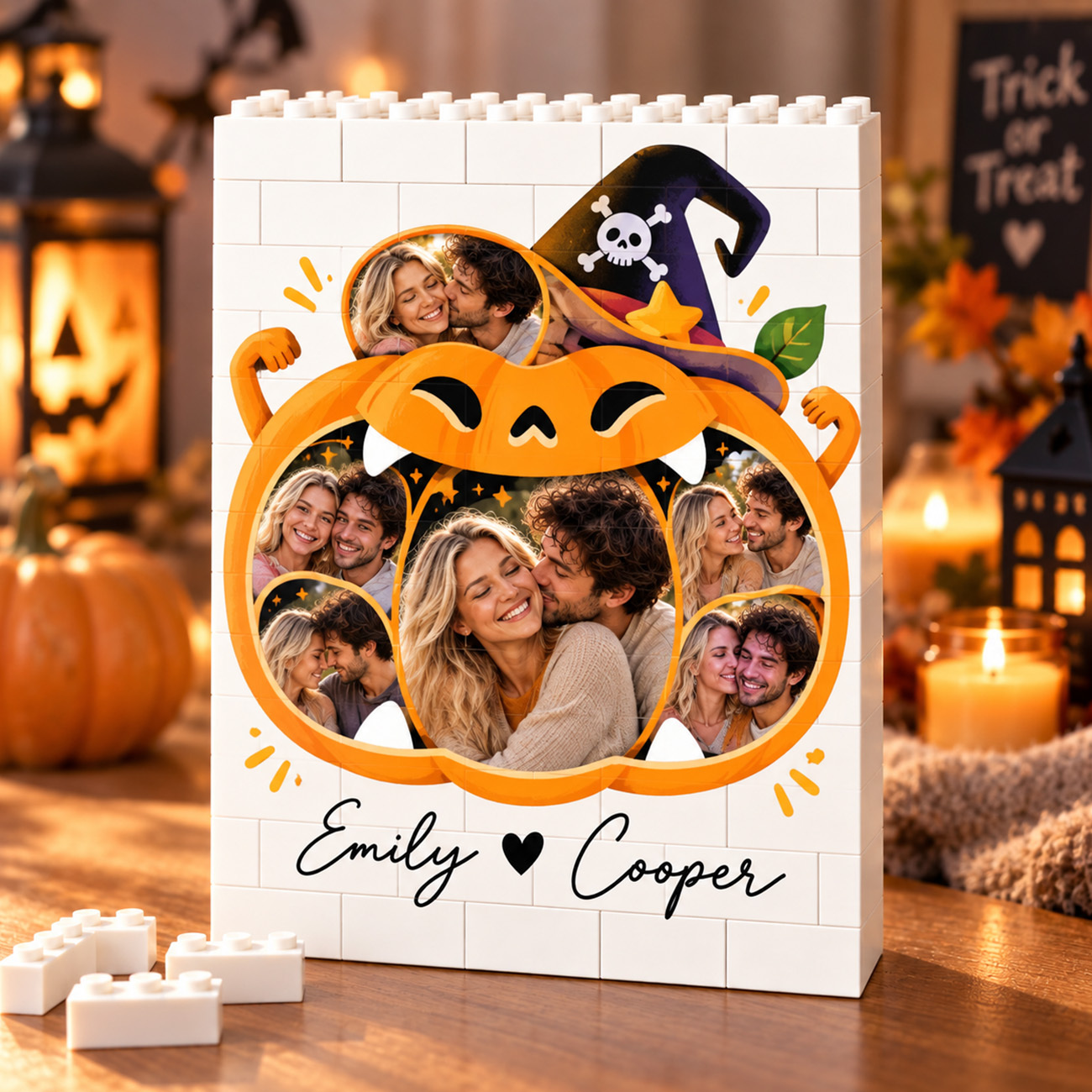 Moldura De Quebra-cabeça De Tijolos Com Foto Personalizada - Construa Seu Amor, Um Presente De Natal Para Casal Romântico - CustWitPT