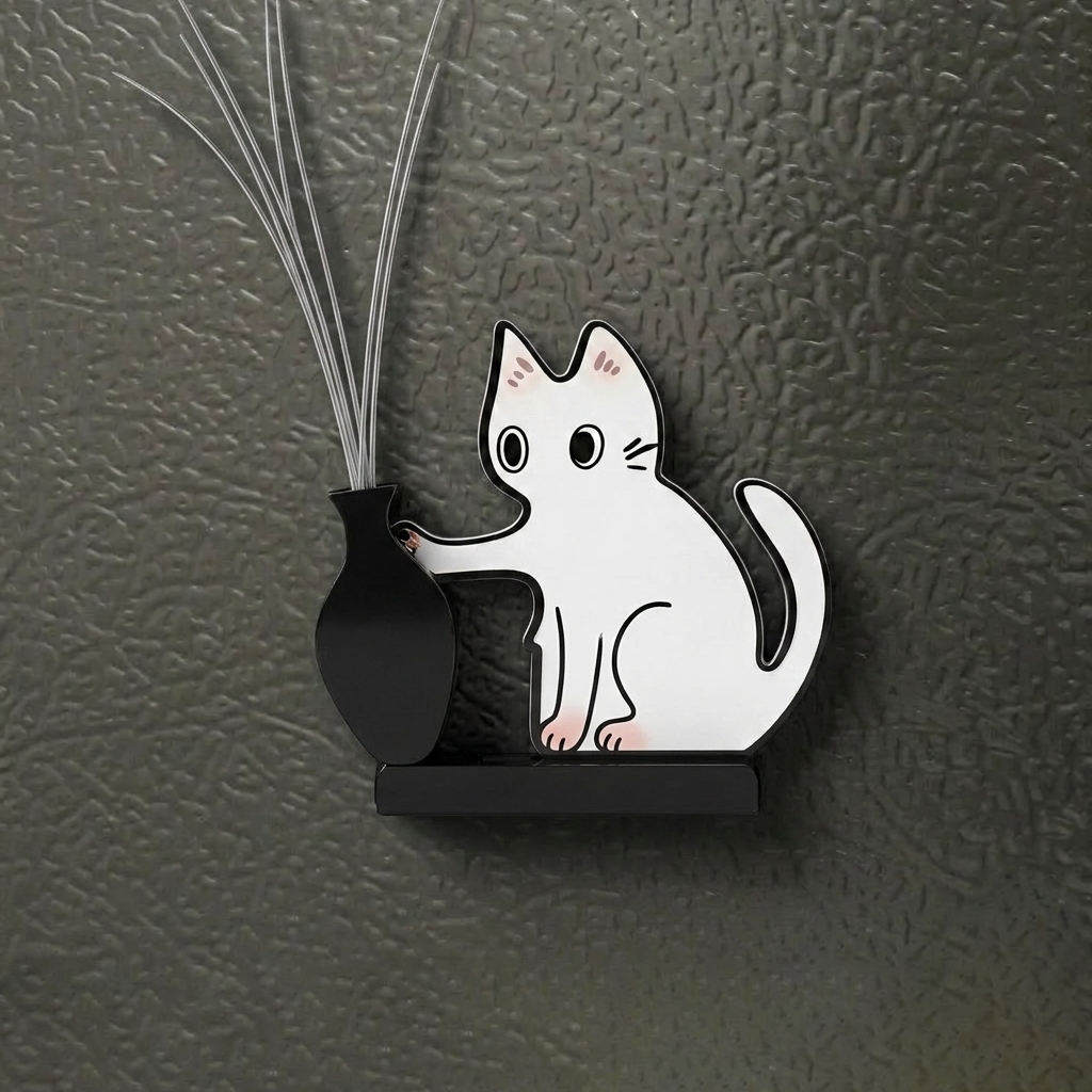 Coletor De Bigode De Gato Feito à Mão – Suporte Magnético Acrílico Para Geladeira | Mini Lembrança, Lembrança Para Animais De Estimação, Presente Para Amantes De Gatos - CustWitPT