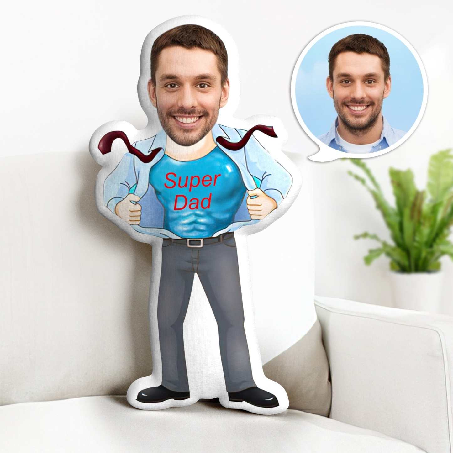 Vatertags-gesichtskissen, Minime-wurfkissen, Personalisierte Geschenke Für Papa – Super Dad - CustWitDE