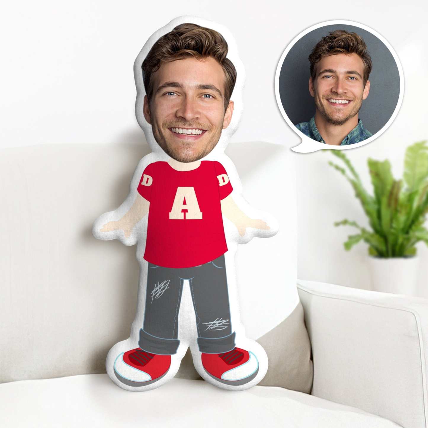 Vatertags-gesichtskissen, Minime-wurfkissen, Personalisierte Geschenke Für Papa – Papa In Rot - CustWitDE