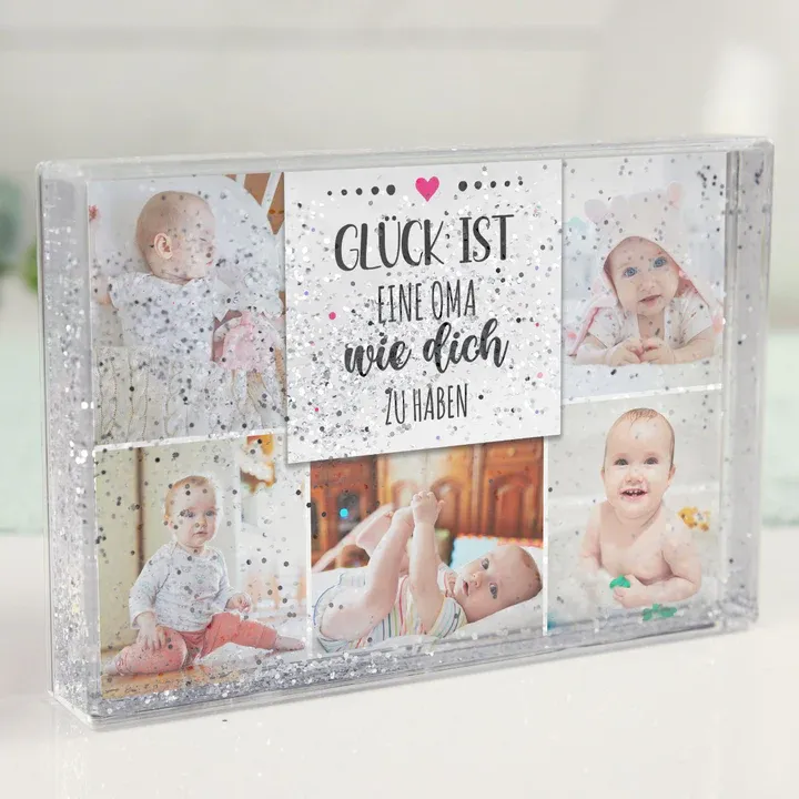 Personalisierter Glitzer-Schüttelrahmen mit Foto – Magischer Schneekugel-Effekt