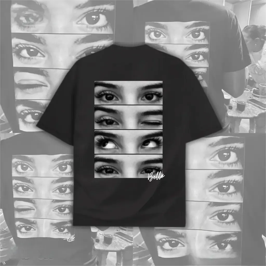 Augen-Print T-Shirt – Künstlerisches, personalisiertes Baumwollshirt für Modebewusste