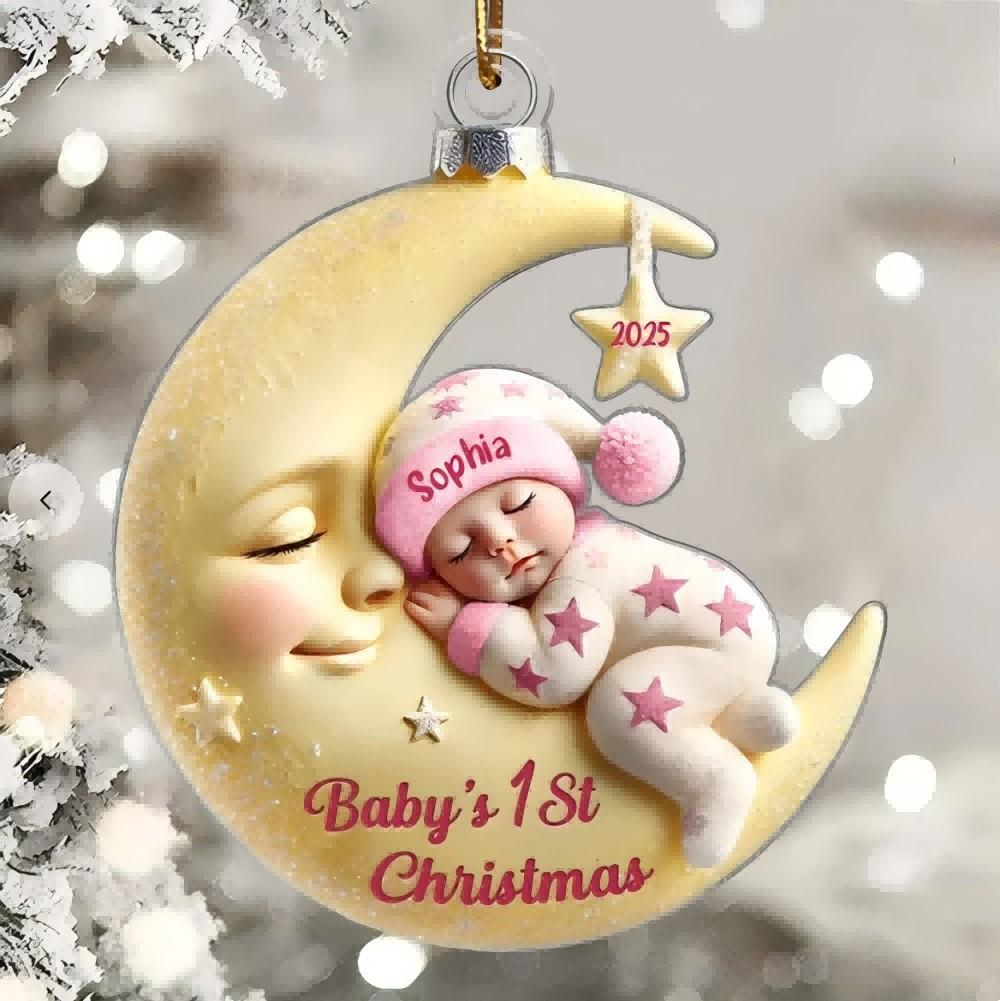 3d-effekt Baby Auf Dem Mond Erstes Weihnachten 1. Weihnachtsandenken Personalisiertes Acrylornament