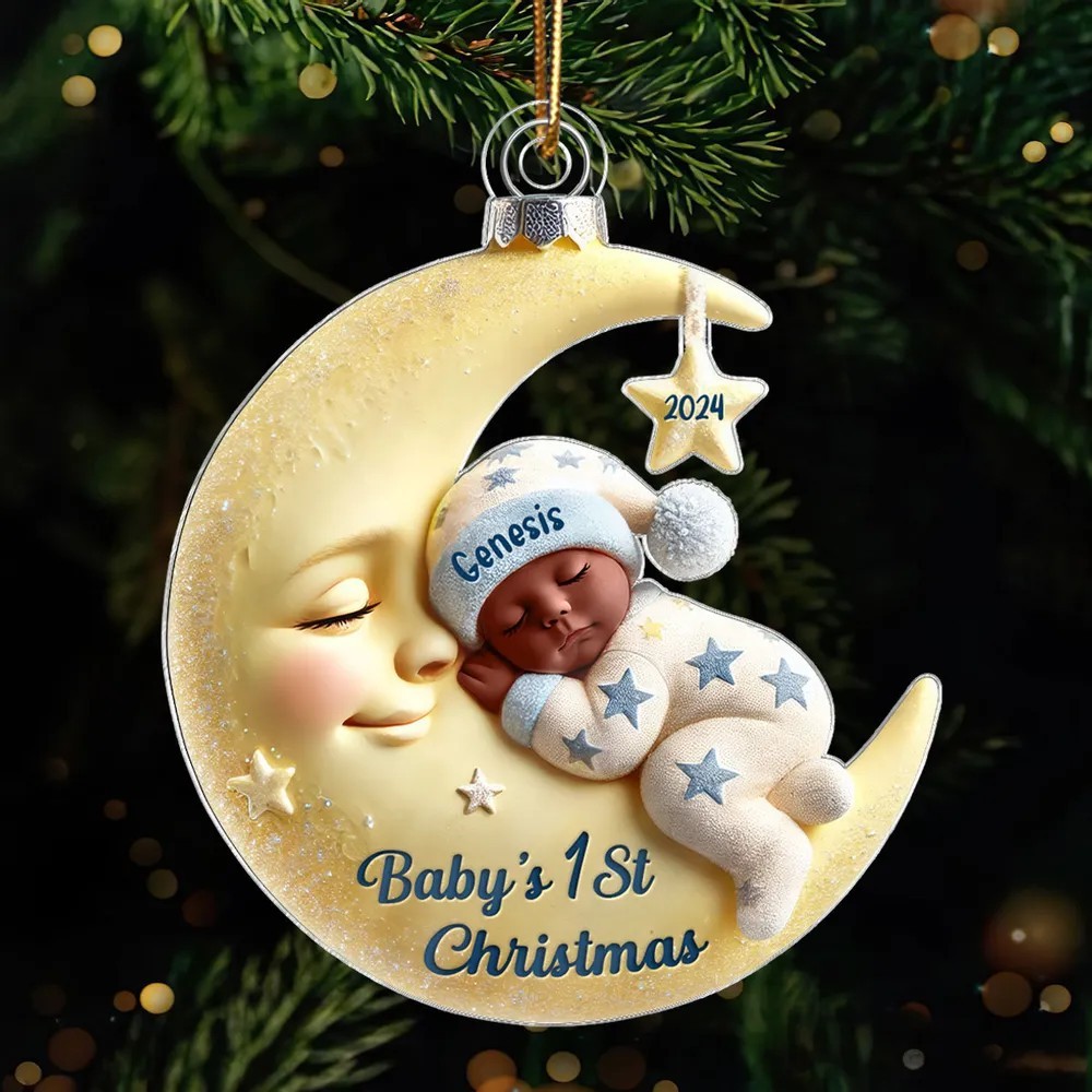 3d-effekt Baby Auf Dem Mond Erstes Weihnachten 1. Weihnachtsandenken Personalisiertes Acrylornament