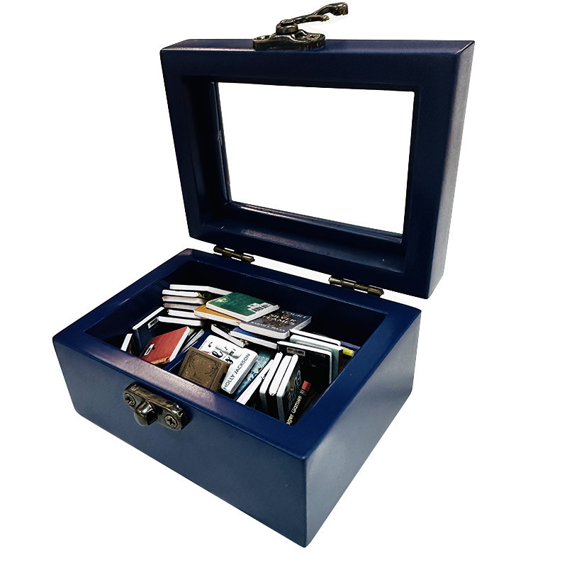 Mini-Bücherregal gegen Stress – Vintage-Deko mit 60 bunten Miniaturbüchern