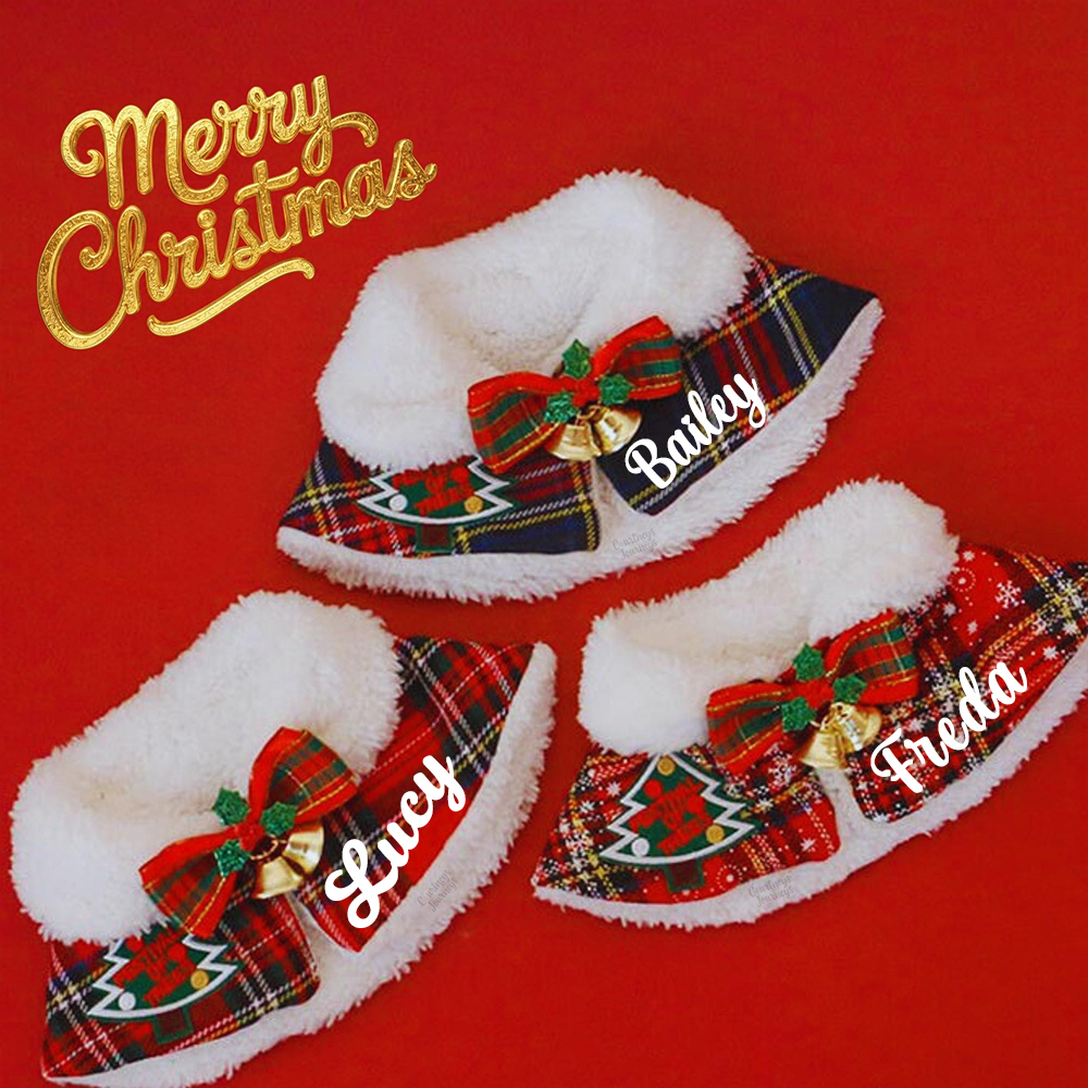 Personalisierter Haustierschal Mit Plüschkragen, Weihnachtscapes Für Haustiere, Halswärmer Für Katzen Und Hunde, Weihnachtsgeschenk Für Tierliebhaber