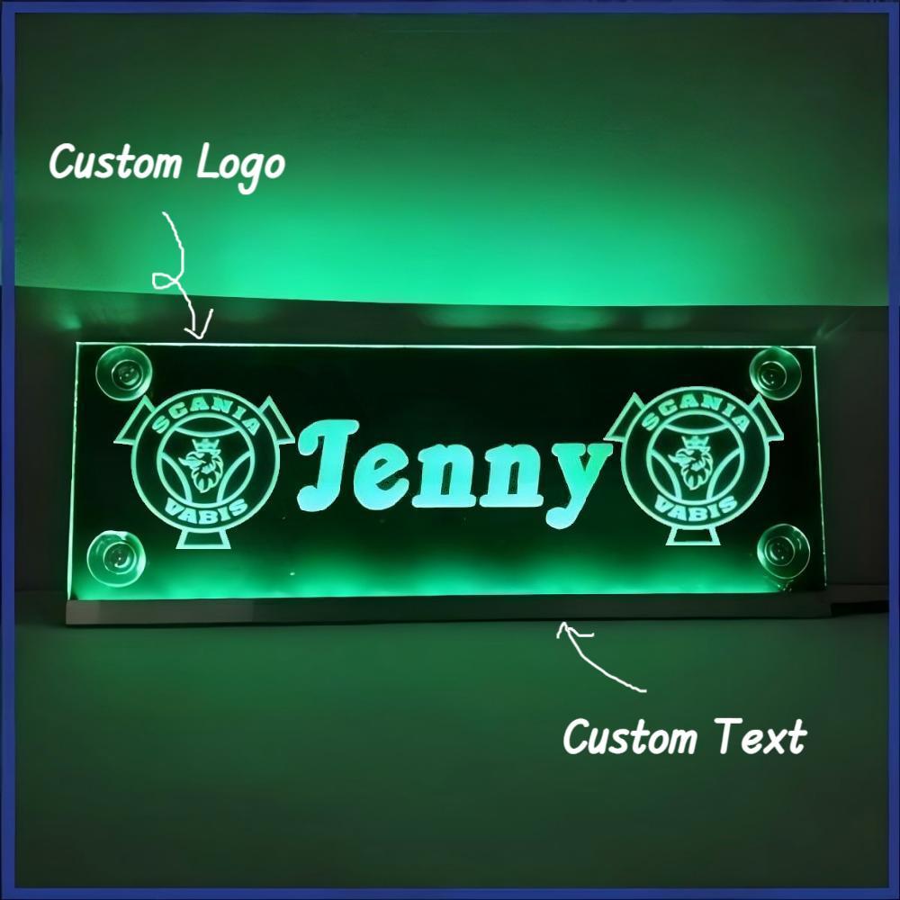 LED Namensschild LKW personalisiert mit 4 Saugnäpfen & Farbwechsel