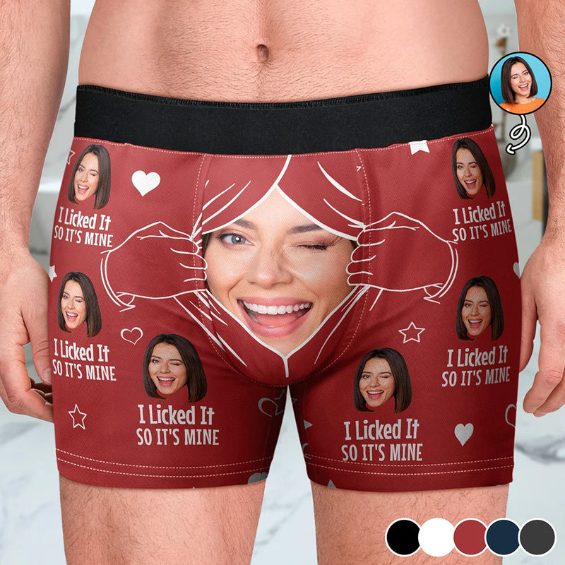 Personalisierte Herren-boxershorts Mit Fotoaufdruck „ich Hab’s Abgeleckt, Also Gehört’s Mir“