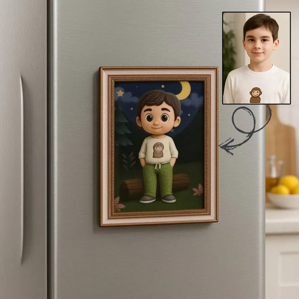 Kühlschrankmagnet Mit Actionfigur Und 3d-effekt, Personalisiertes Portrait, Kühlschrankmagnete, Geschenk Für Die Familie - CustWitDE