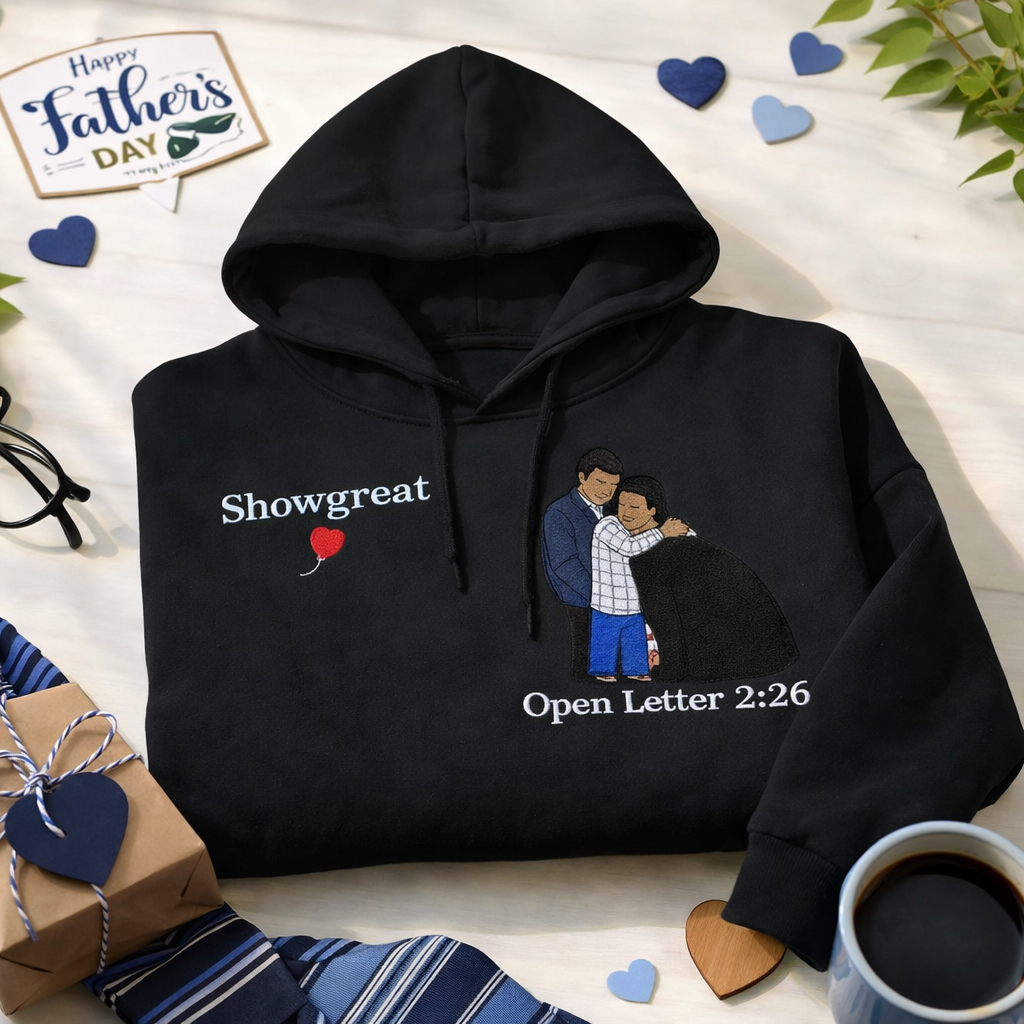 Personalisiertes Sweatshirt Mit Farbenfroher Stickerei Und Einem Porträt Eines Paares/vaters/mama – Eine Geschenkidee Zum Vatertag
