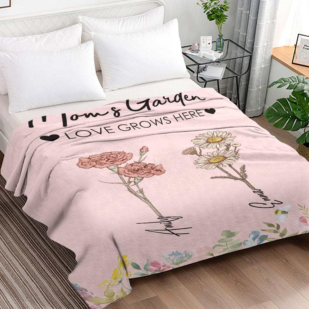 Benutzerdefinierte Geburtstagsblumendecke Personalisierte Namensdecke Geschenk Für Oma - CustWitDE