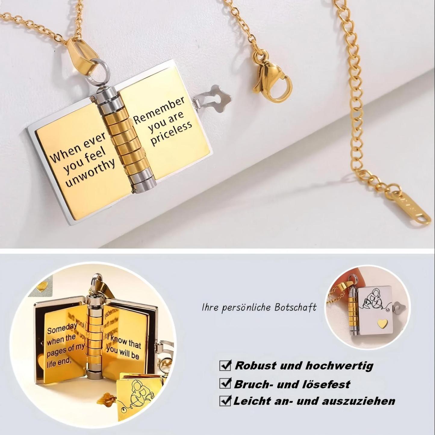 "Von Oma an Meine Enkelin" - Die persönliche Buch-Halskette mit 6 Liebesbotschaften