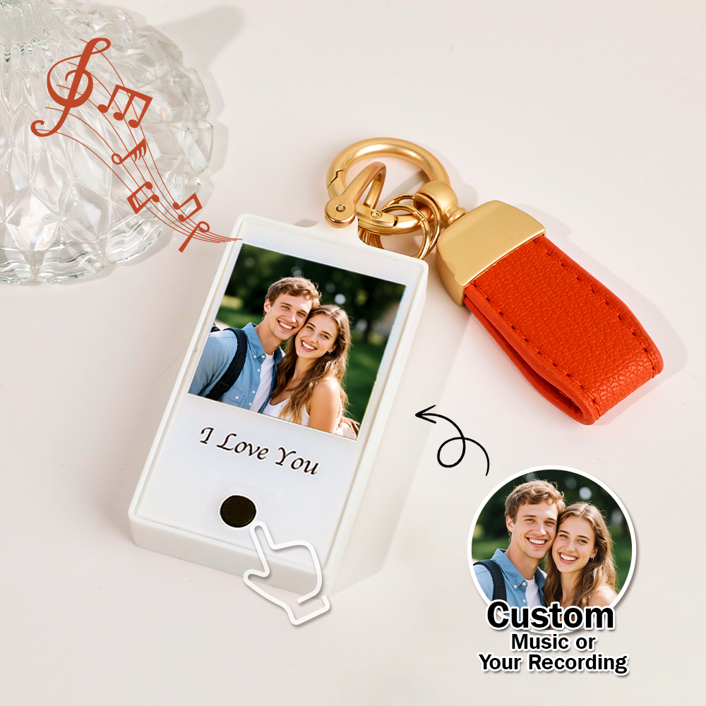 Custom Keychain With Photo and Text – Meaningful Gift with Your Personalized Music or Recording For Dad, Mom, Family, Friends
