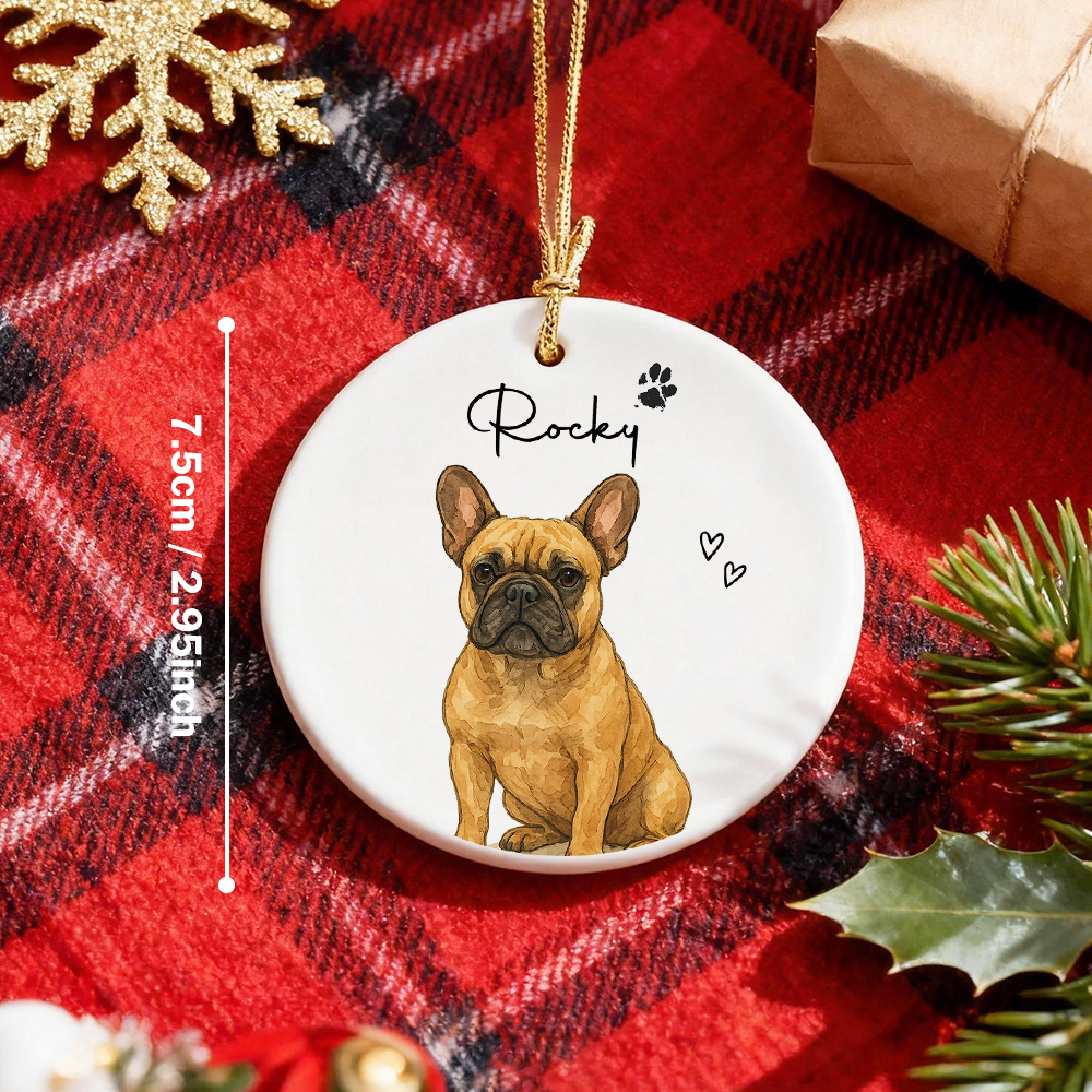 Personalisiertes Aquarell-Haustier Ornament – Individuelles Foto-Anhänger aus Keramik