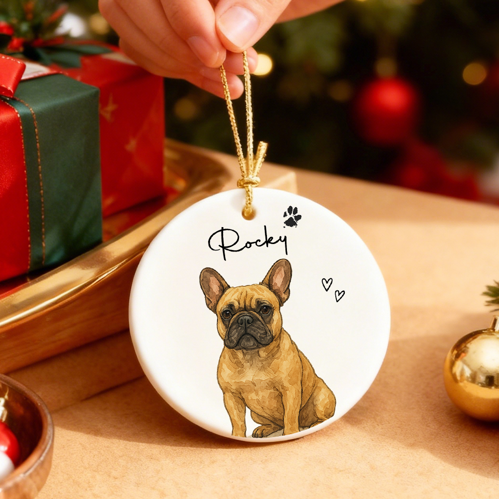 Personalisiertes Aquarell-Haustier Ornament – Individuelles Foto-Anhänger aus Keramik