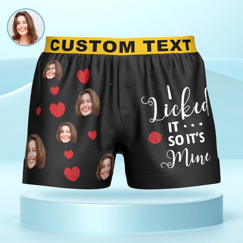 Benutzerdefinierte Gesicht Boxershorts I Licked It Personalisierter Bund Freizeitunterwäsche Für Ihn