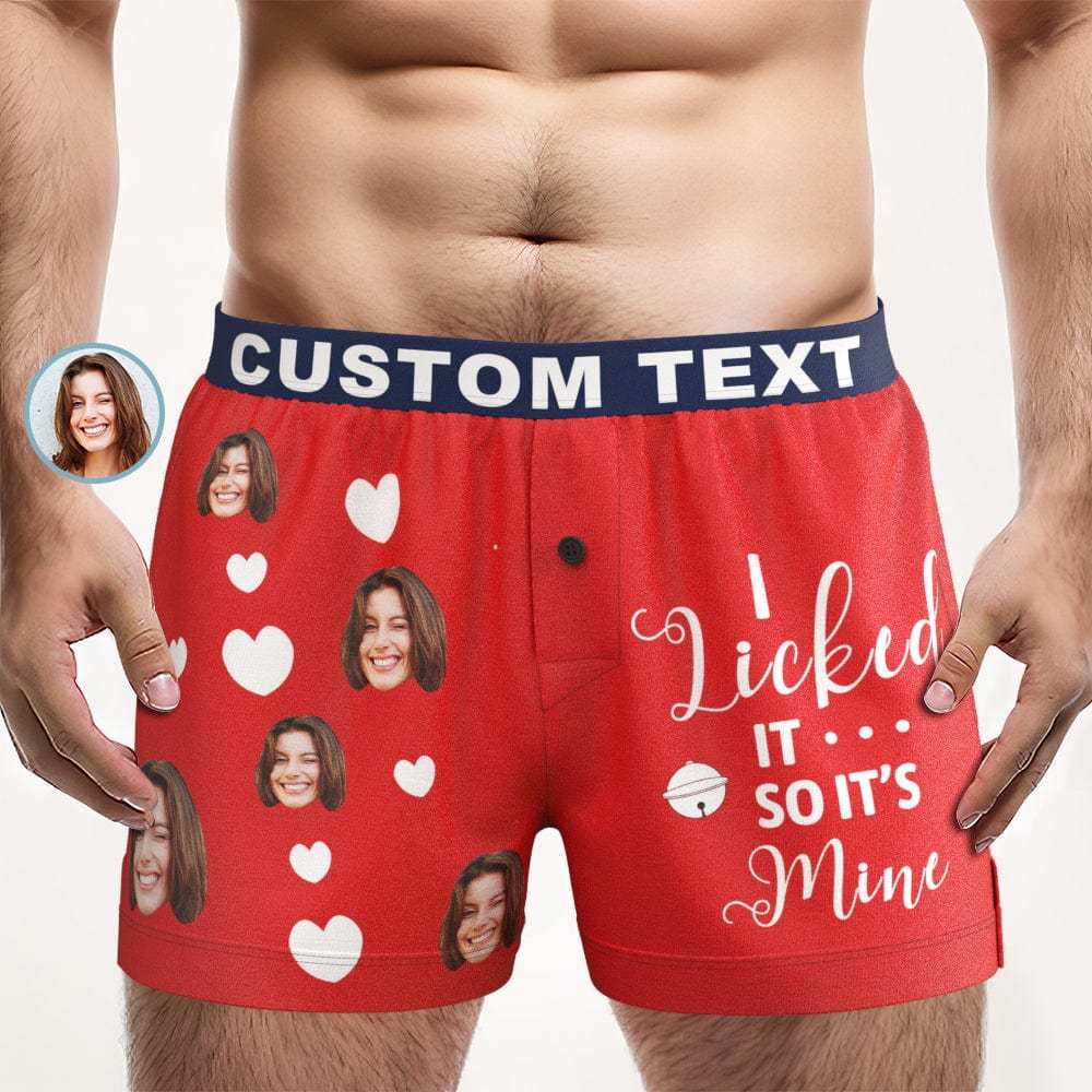 Benutzerdefinierte Gesicht Boxershorts I Licked It Personalisierter Bund Freizeitunterwäsche Für Ihn - CustWitDE