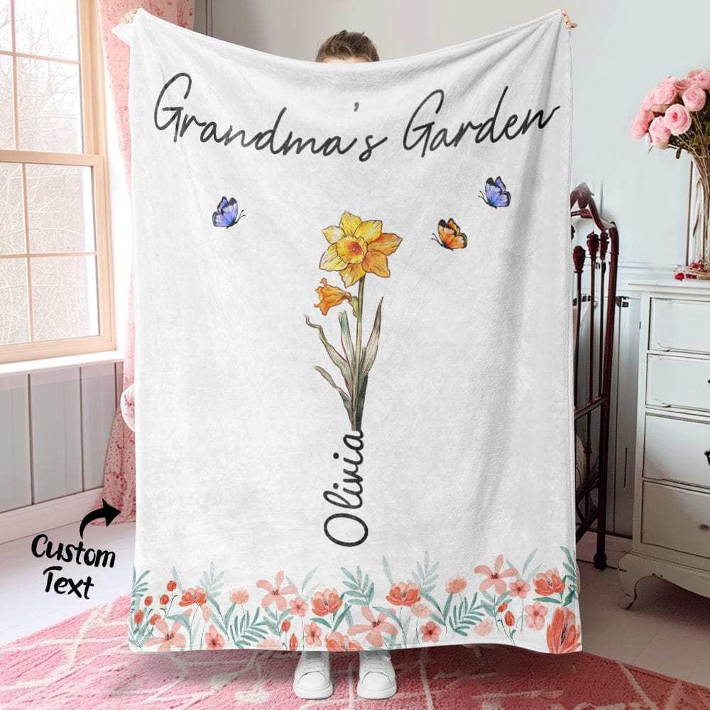 Personalisierte Oma Mama Gartendecke Benutzerdefinierte Geburtsmonat Blumendecke Warmes Geschenk Für Mama