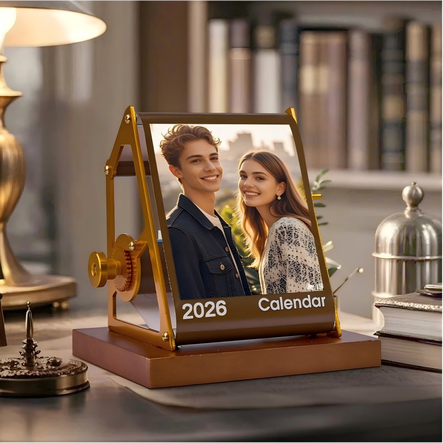 Mechanischer Kalender Mit Individueller Fotoaufstellung Und Handkurbel