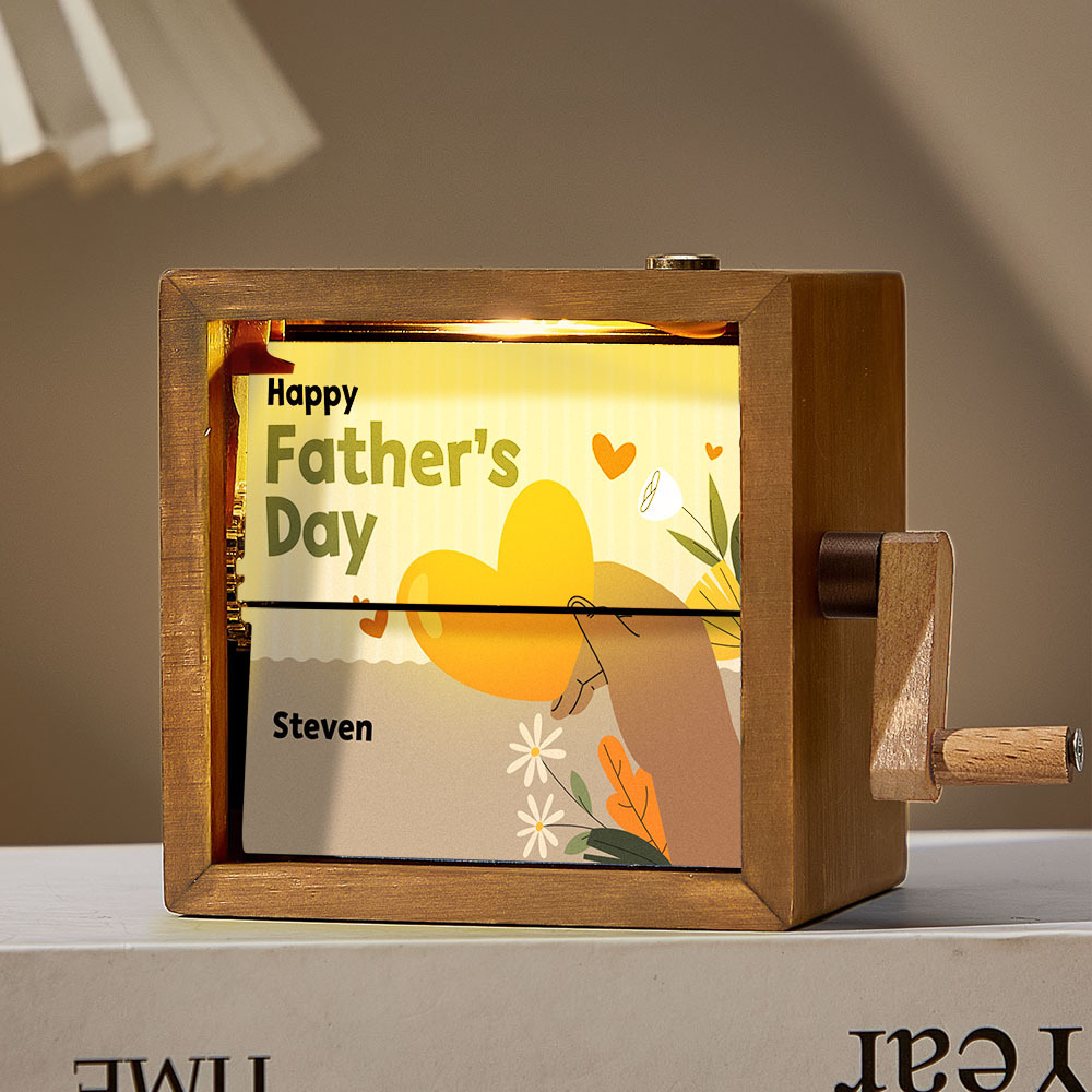 Benutzerdefinierter, Handgekurbelter Flipbook-rahmen Zum Vatertag, Mechanisches, Handgekurbeltes Fotoalbum Mit Einbänden, Kreatives Andenkengeschenk Aus Holz Für Papa - CustWitDE