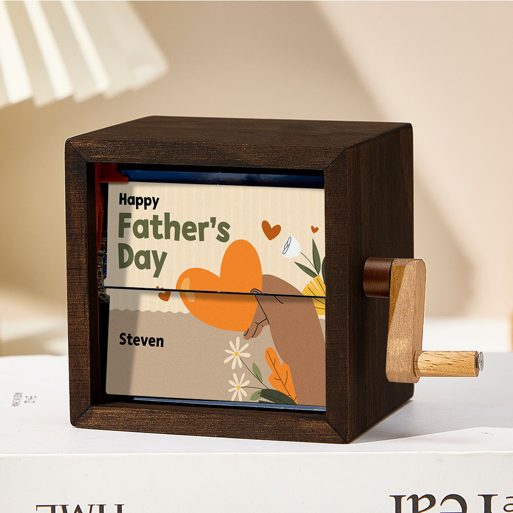 Benutzerdefinierter, Handgekurbelter Flipbook-rahmen Zum Vatertag, Mechanisches, Handgekurbeltes Fotoalbum Mit Einbänden, Kreatives Andenkengeschenk Aus Holz Für Papa - CustWitDE