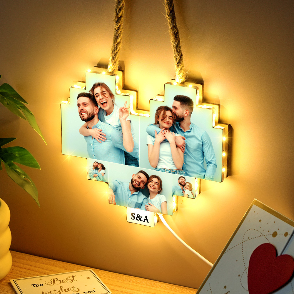 Personalisiertes Wandlicht Aus Holz In Herzform, Personalisierte Wanddekoration Für Hochzeiten, Romantisches Geschenk Zum Jahrestag, Geschenke Für Verliebte - CustWitDE