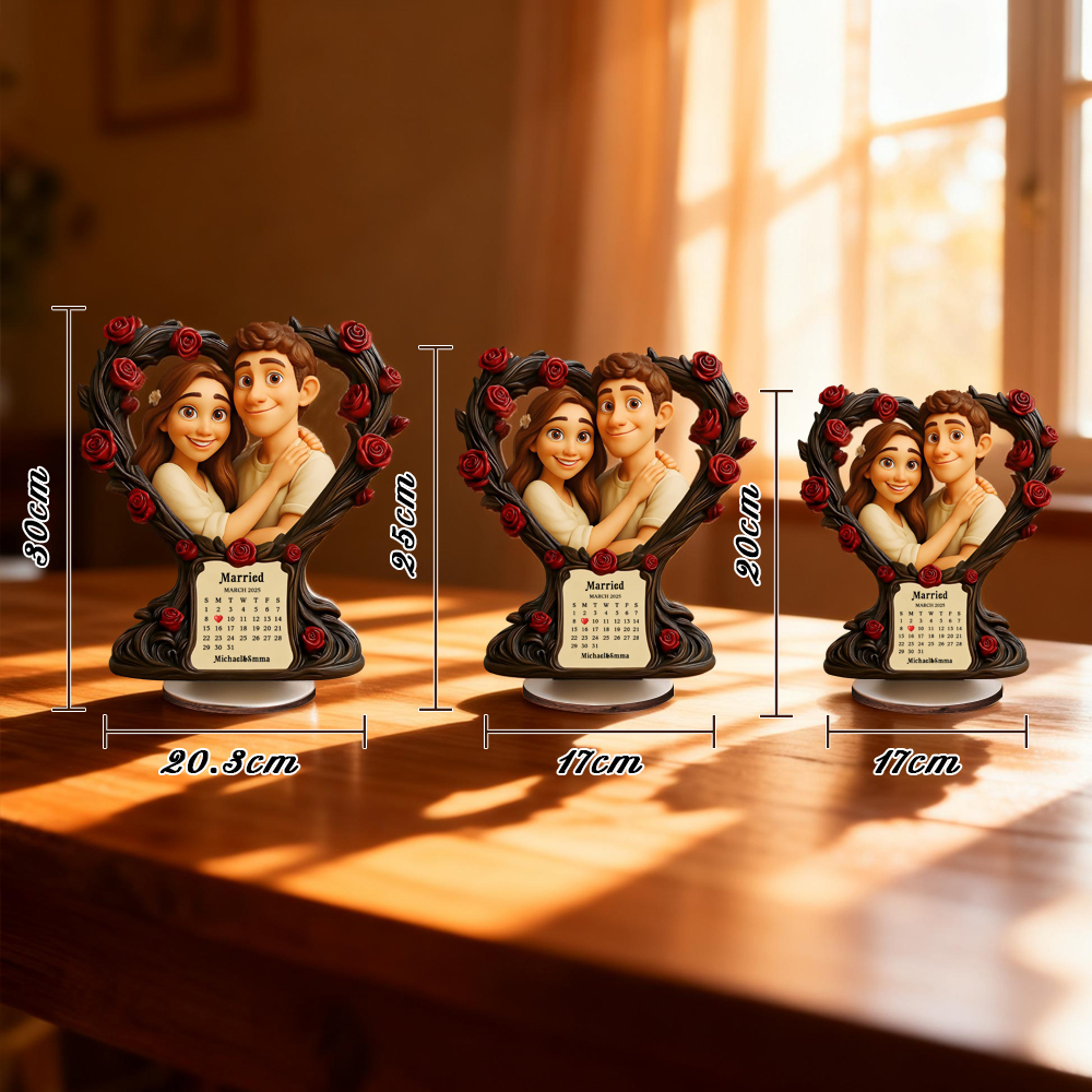 Personalisiertes Pixar Hochzeitsgeschenk – 2D-Druck Plakette mit 3D Optik, individuelle Foto-Gestaltung