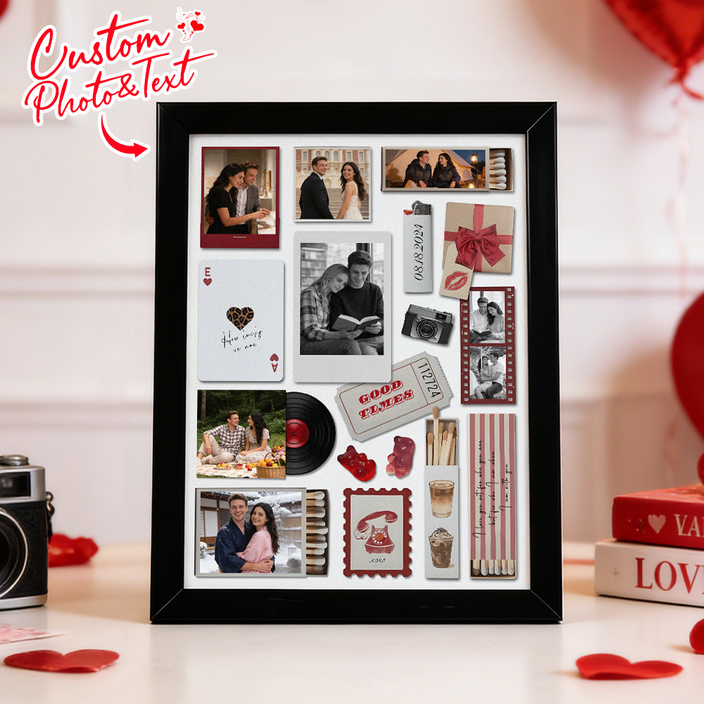 Personalisierter Foto-matchbox-holzrahmen Mit Ihrem Text, Matchbook-poster, Druck, Wandkunst, Jubiläumsgeschenk - CustWitDE