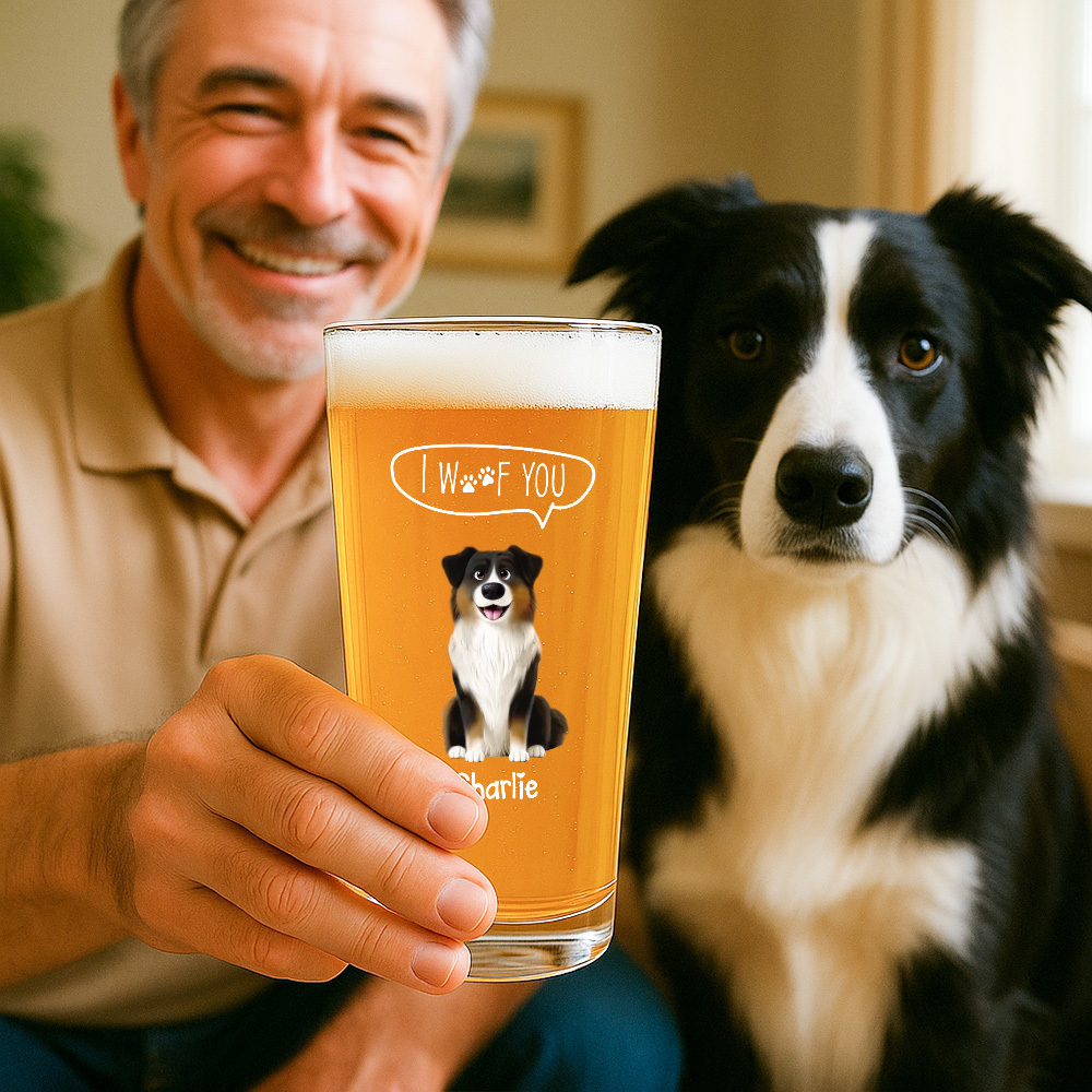 Personalisiertes Bierglas für Hundepapa – Lustiges Vatertagsgeschenk mit Hundemotiv