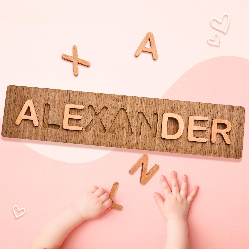 Personalisiertes Namenspuzzle Aus Holz, Individuelles Namenspuzzle, Spielzeug Für Kleinkinder, Geschenk Zum 1. Geburtstag (kleine Größe) - CustWitDE