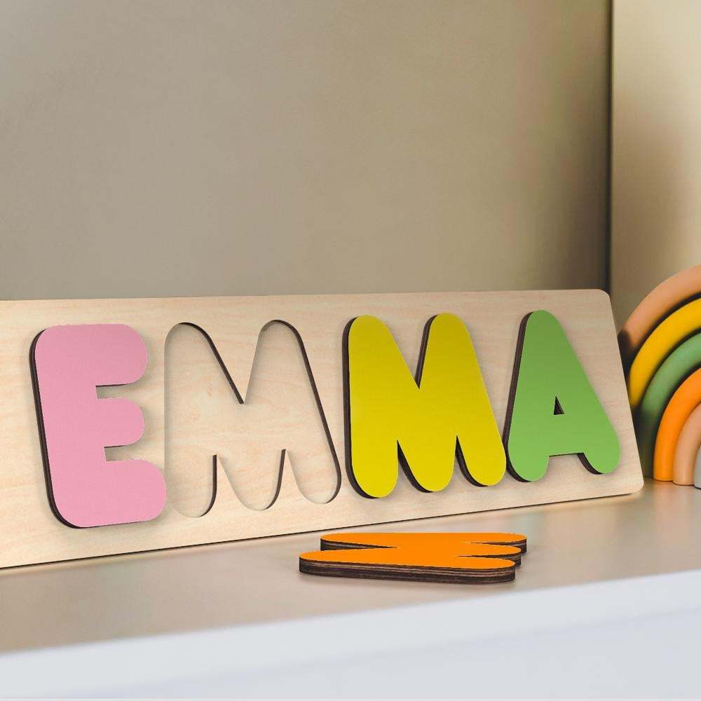 Personalisiertes Namenspuzzle Aus Holz Für Kleinkinder Mit Steckverbindungen - CustWitDE