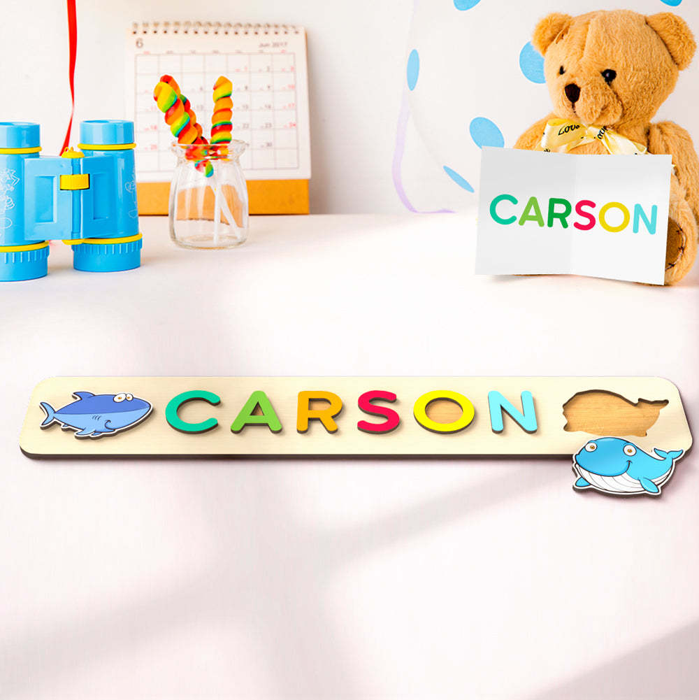 Personalisiertes Namenspuzzle Aus Holz Mit Tiermotiven Und Dinosauriern – Das Perfekte Geschenk Für Babys - CustWitDE