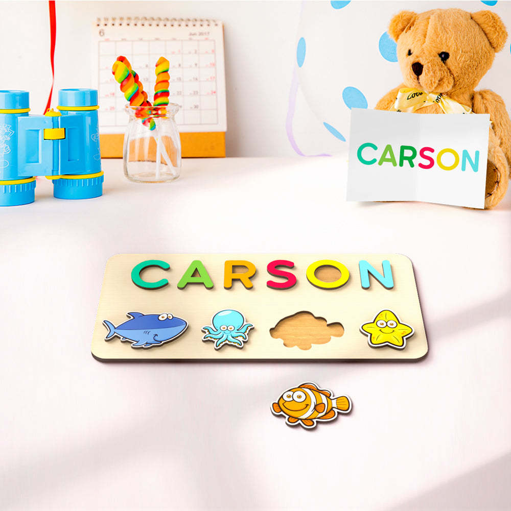 Personalisiertes Namenspuzzle Aus Holz Mit Tiermotiven Und Dinosauriern – Das Perfekte Geschenk Für Babys - CustWitDE