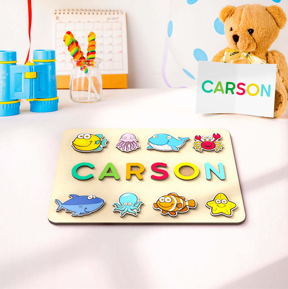 Personalisiertes Namenspuzzle Aus Holz Mit Tiermotiven Und Dinosauriern – Das Perfekte Geschenk Für Babys - CustWitDE