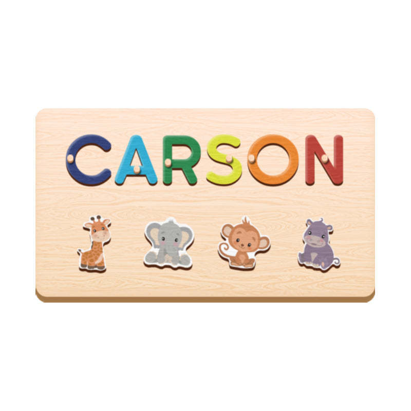 Individuell Gestaltbares Namenspuzzle Aus Holz Mit Stecknüssen, Personalisierte Tierpuzzles, Spielzeug Für Babys, Geschenk - CustWitDE
