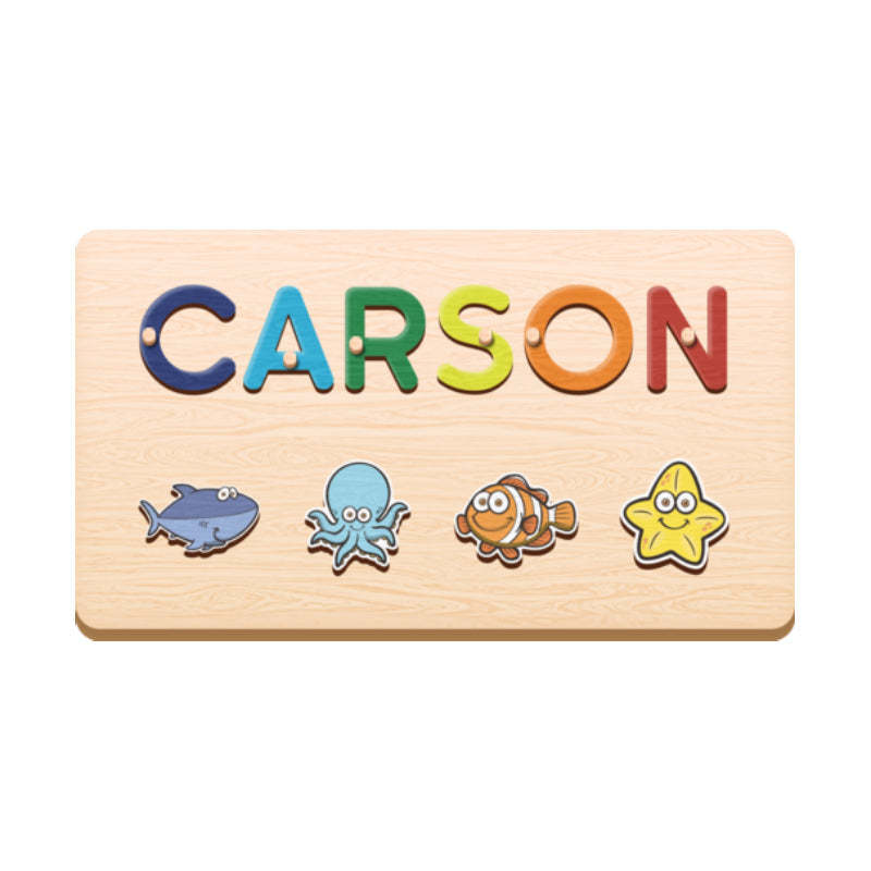 Individuell Gestaltbares Namenspuzzle Aus Holz Mit Stecknüssen, Personalisierte Tierpuzzles, Spielzeug Für Babys, Geschenk - CustWitDE