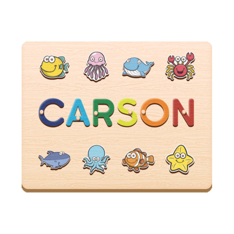 Individuell Gestaltbares Namenspuzzle Aus Holz Mit Stecknüssen, Personalisierte Tierpuzzles, Spielzeug Für Babys, Geschenk - CustWitDE